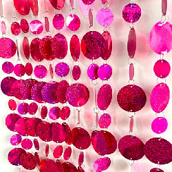 Гирлянды с блеском круги на кольцах 3+5см, 1 м х 10 шт, малиновый